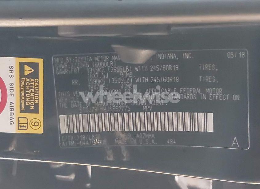 Photo 9 of 2018 Toyota Highlander XLE (VIN 5TDJZRFH8JS552775)