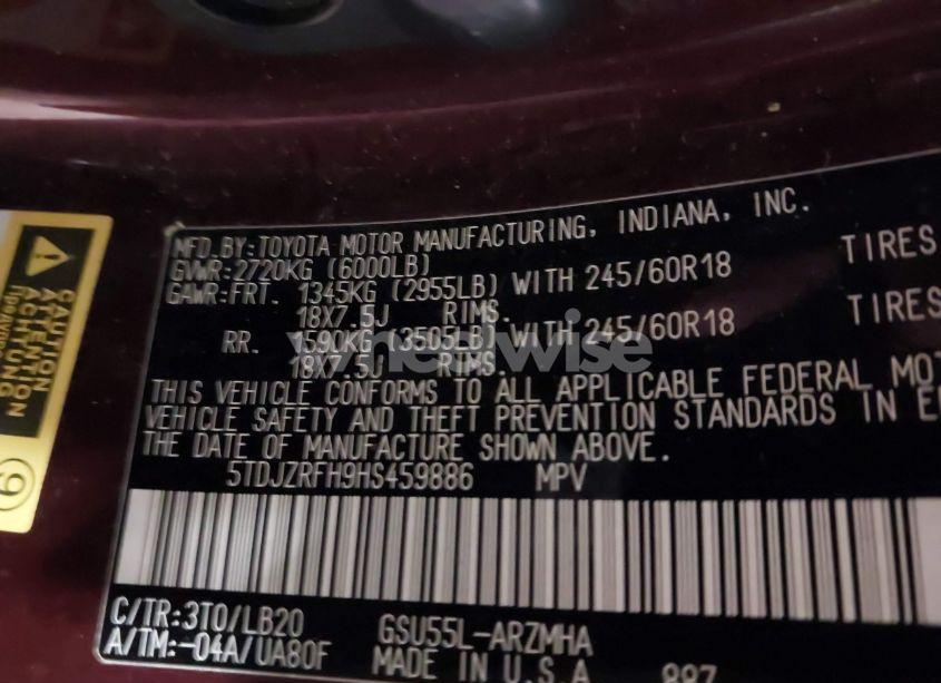 Photo 9 of 2017 Toyota Highlander XLE (VIN 5TDJZRFH9HS459886)