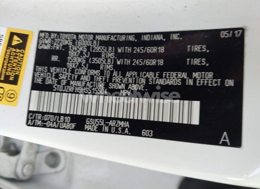 Photo 9 of 2017 Toyota Highlander XLE (VIN 5TDJZRFH9HS515504)