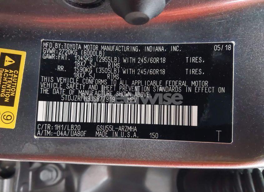 Photo 9 of 2018 Toyota Highlander XLE (VIN 5TDJZRFH9JS877919)