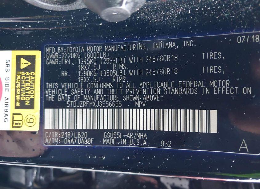 Photo 9 of 2018 Toyota Highlander XLE (VIN 5TDJZRFHXJS556665)