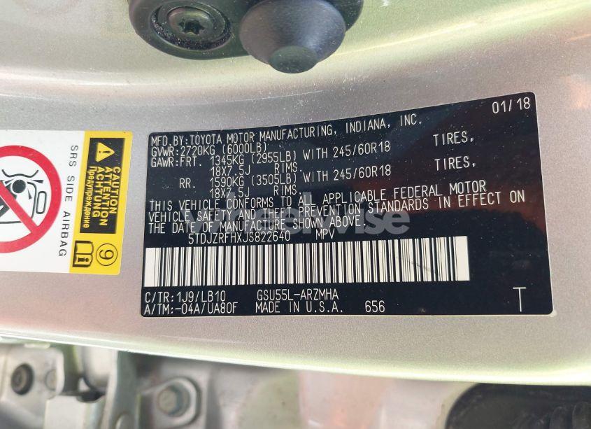 Photo 9 of 2018 Toyota Highlander XLE (VIN 5TDJZRFHXJS822640)