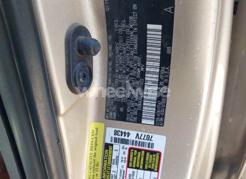 Photo 9 of 2012 Toyota Sienna BASE 7 PASSENGER (VIN 5TDKA3DC1CS011022)