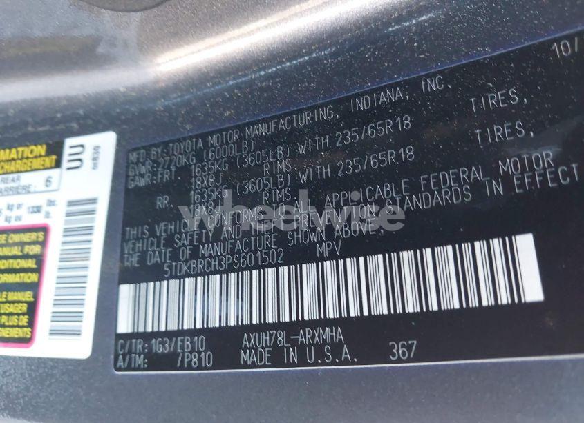 Photo 9 of 2023 Toyota Highlander (VIN 5TDKBRCH3PS601502)