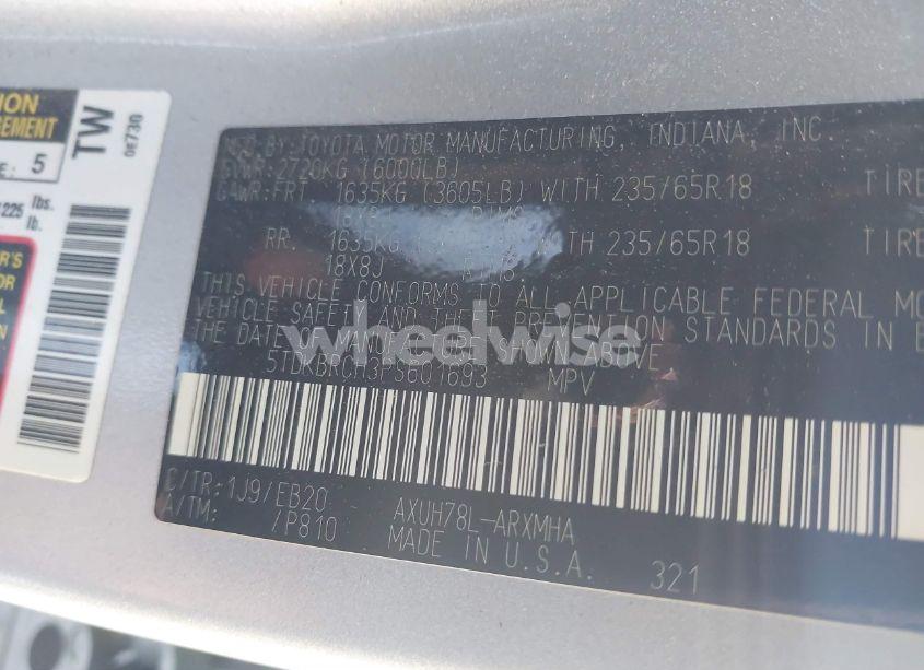 Photo 9 of 2023 Toyota Highlander HYBRID XLE (VIN 5TDKBRCH3PS601693)