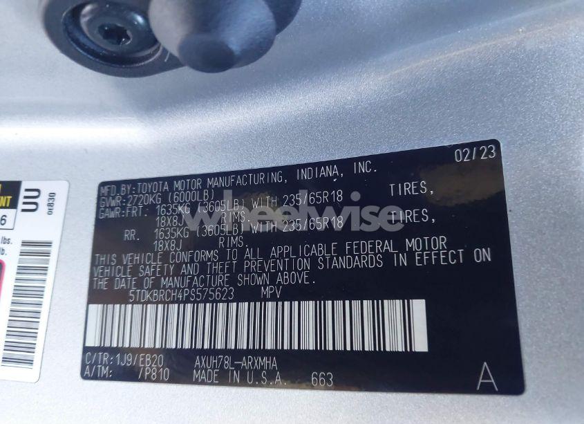 Photo 9 of 2023 Toyota Highlander HYBRID XLE (VIN 5TDKBRCH4PS575623)