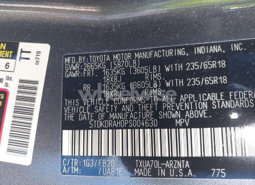 Photo 9 of 2023 Toyota Highlander L (VIN 5TDKDRAH0PS004630)