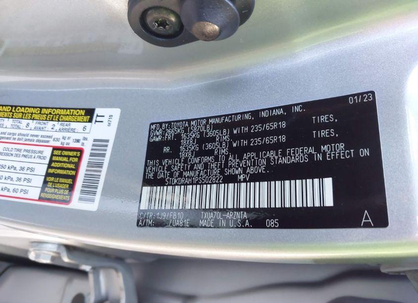 Photo 9 of 2023 Toyota Highlander LE (VIN 5TDKDRAH1PS502822)