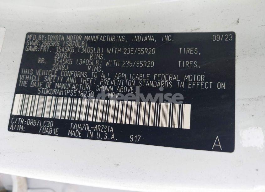 Photo 9 of 2023 Toyota Highlander XSE (VIN 5TDKDRAH1PS518230)