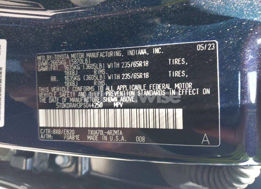 Photo 9 of 2023 Toyota Highlander XLE (VIN 5TDKDRAH3PS044250)