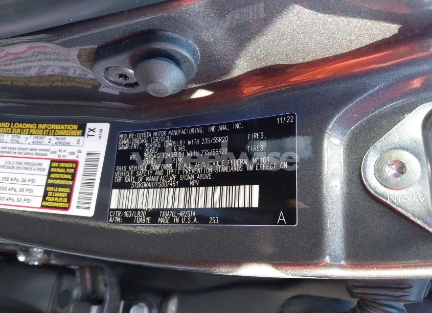 Photo 9 of 2023 Toyota Highlander LIMITED (VIN 5TDKDRAH7PS007461)