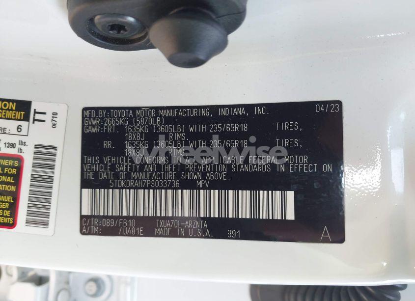 Photo 9 of 2023 Toyota Highlander L (VIN 5TDKDRAH7PS033736)