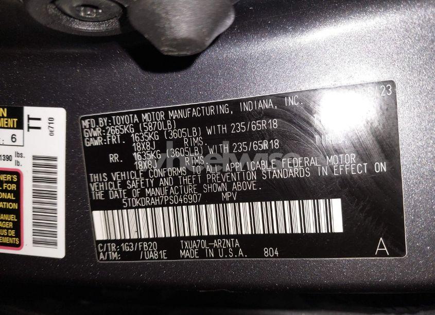 Photo 9 of 2023 Toyota Highlander L (VIN 5TDKDRAH7PS046907)