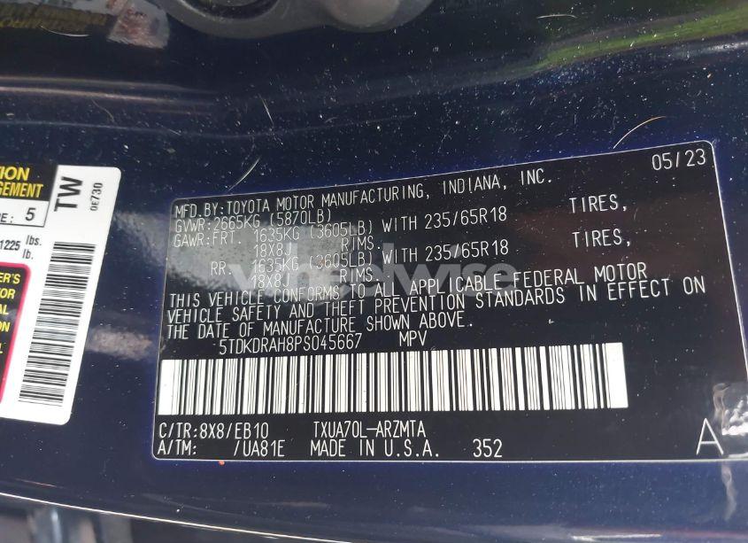 Photo 9 of 2023 Toyota Highlander XLE (VIN 5TDKDRAH8PS045667)