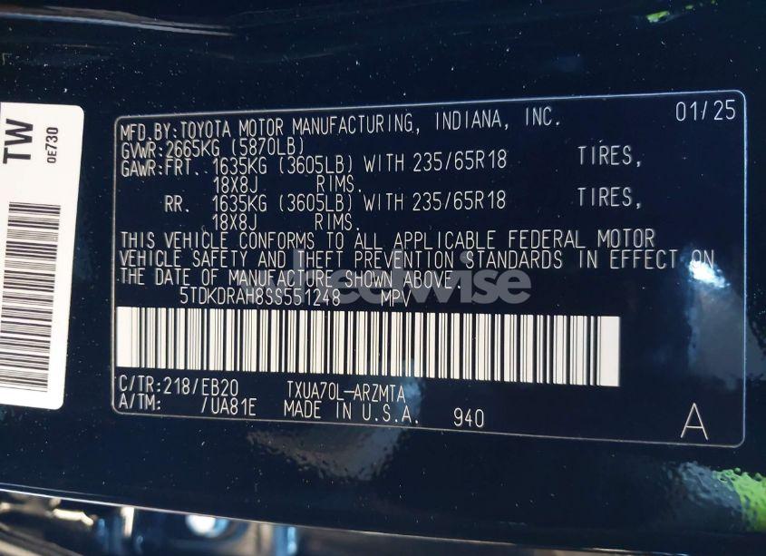 Photo 9 of 2025 Toyota Highlander XLE (VIN 5TDKDRAH8SS551248)