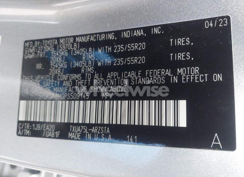 Photo 9 of 2023 Toyota Highlander XSE (VIN 5TDKDRBH0PS509145)