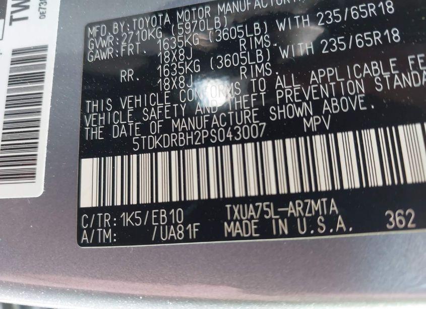 Photo 9 of 2023 Toyota Highlander XLE (VIN 5TDKDRBH2PS043007)