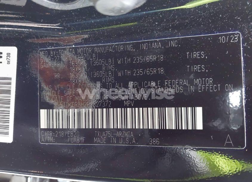 Photo 9 of 2023 Toyota Highlander XLE (VIN 5TDKDRBH2PS527372)