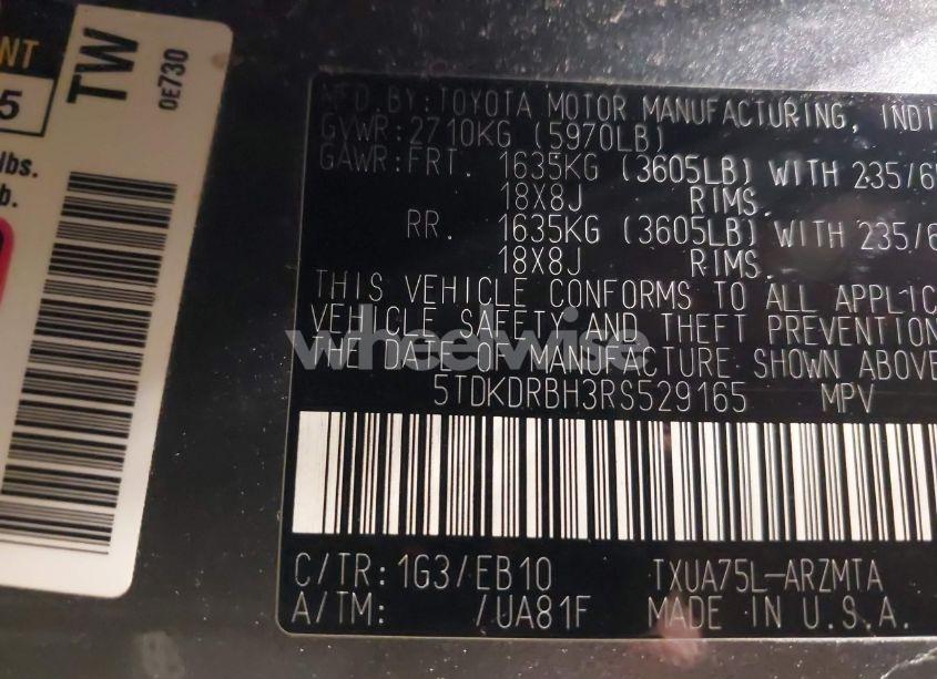 Photo 9 of 2024 Toyota Highlander XLE (VIN 5TDKDRBH3RS529165)