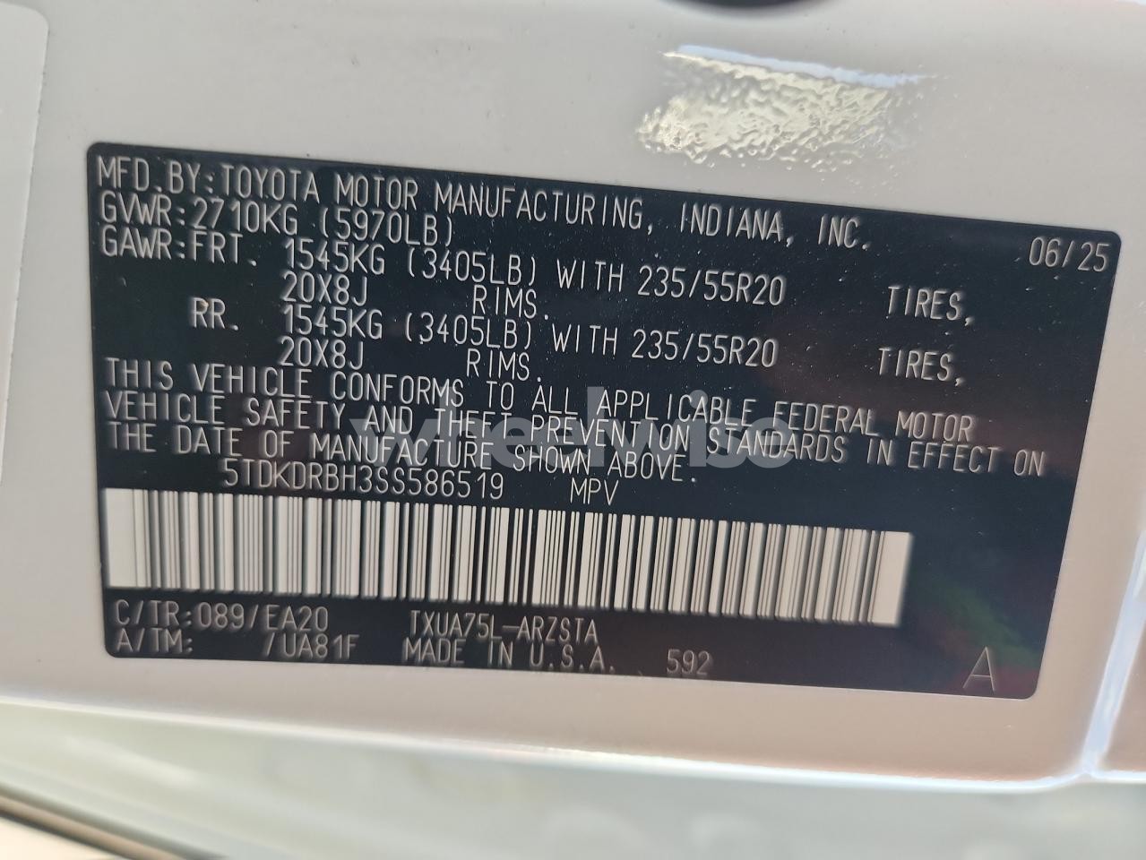 Photo 13 of 2025 TOYOTA HIGHLANDER LE (VIN 5TDKDRBH3SS586519)