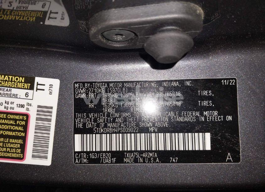 Photo 9 of 2023 Toyota Highlander XLE (VIN 5TDKDRBH4PS009022)