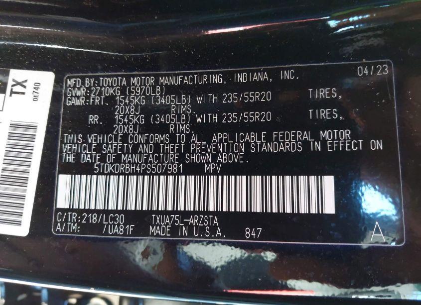 Photo 9 of 2023 Toyota Highlander XSE (VIN 5TDKDRBH4PS507981)