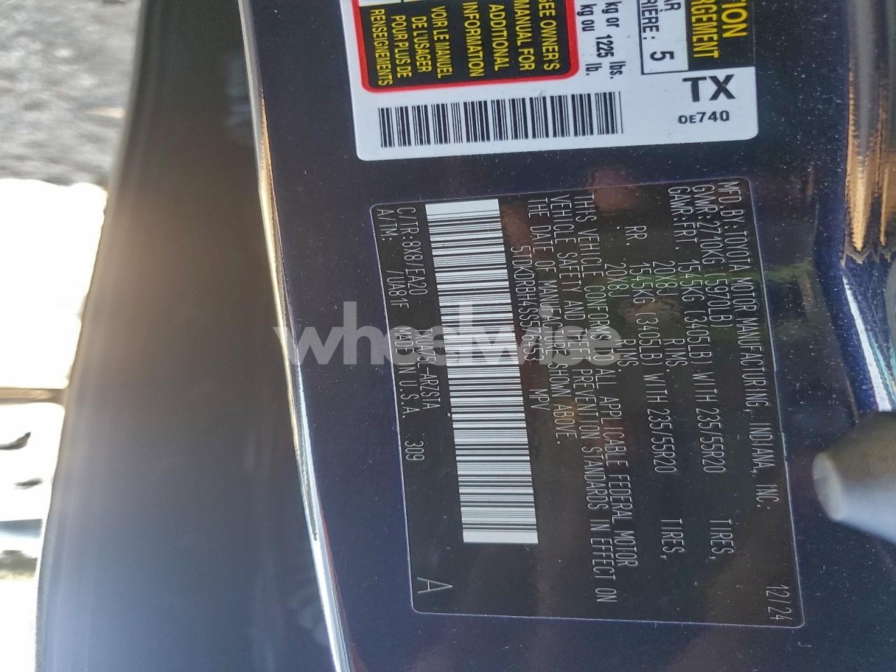 Photo 13 of 2025 TOYOTA HIGHLANDER LE (VIN 5TDKDRBH4SS576453)