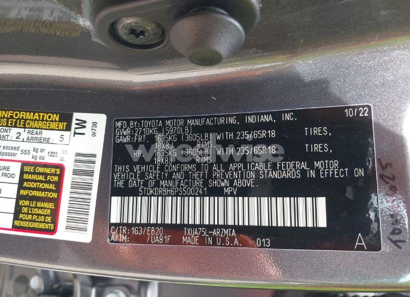 Photo 9 of 2023 Toyota Highlander XLE (VIN 5TDKDRBH6PS500241)