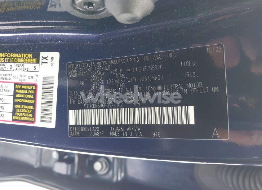 Photo 9 of 2023 Toyota Highlander PLATINUM (VIN 5TDKDRBH6PS527102)