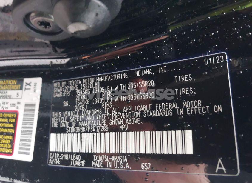 Photo 9 of 2023 Toyota Highlander LIMITED (VIN 5TDKDRBH7PS017289)