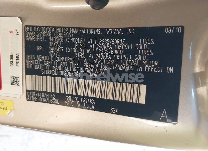 Photo 9 of 2011 Toyota Sienna LE V6 (VIN 5TDKK3DC0BS067884)