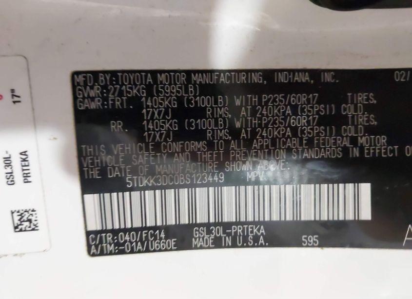 Photo 9 of 2011 Toyota Sienna LE V6 (VIN 5TDKK3DC0BS123449)