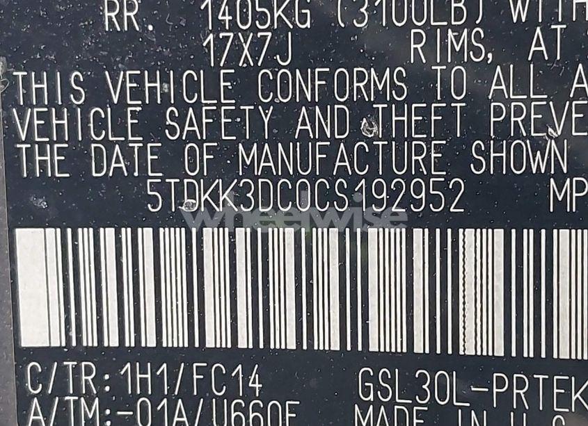 Photo 9 of 2012 Toyota Sienna LE V6 8 PASSENGER (VIN 5TDKK3DC0CS192952)