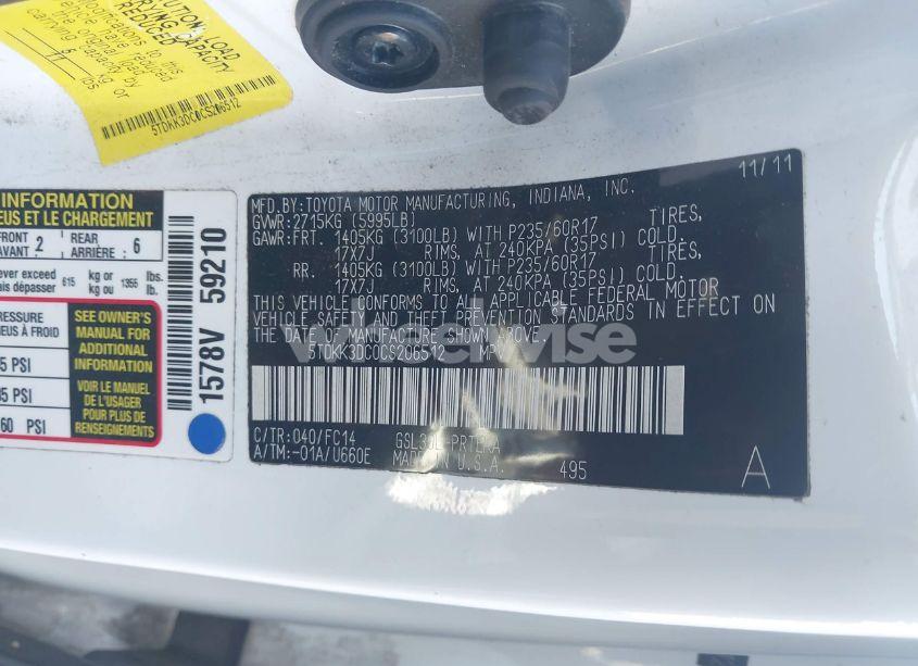 Photo 9 of 2012 Toyota Sienna LE V6 8 PASSENGER (VIN 5TDKK3DC0CS206512)