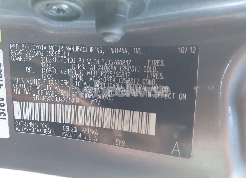 Photo 9 of 2013 Toyota Sienna LE V6 8 PASSENGER (VIN 5TDKK3DC0DS305364)