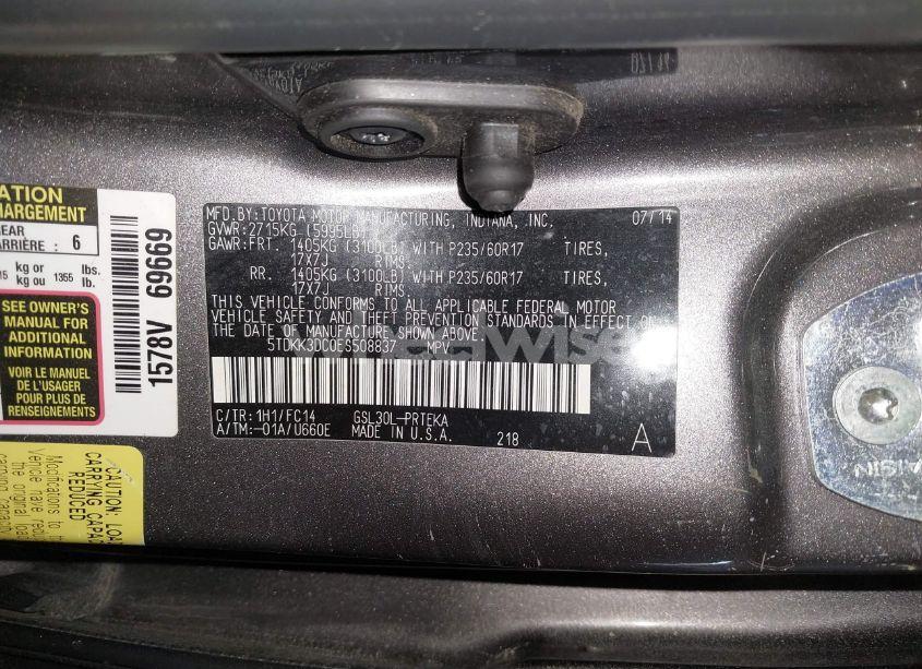 Photo 9 of 2014 Toyota Sienna LE V6 8 PASSENGER (VIN 5TDKK3DC0ES508837)