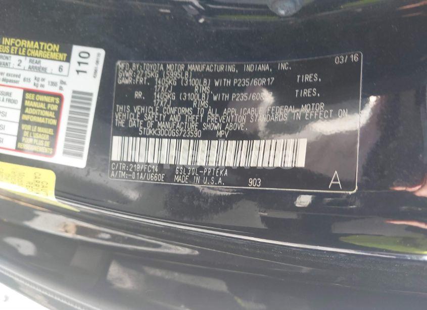 Photo 9 of 2016 Toyota Sienna LE 8 PASSENGER (VIN 5TDKK3DC0GS723590)