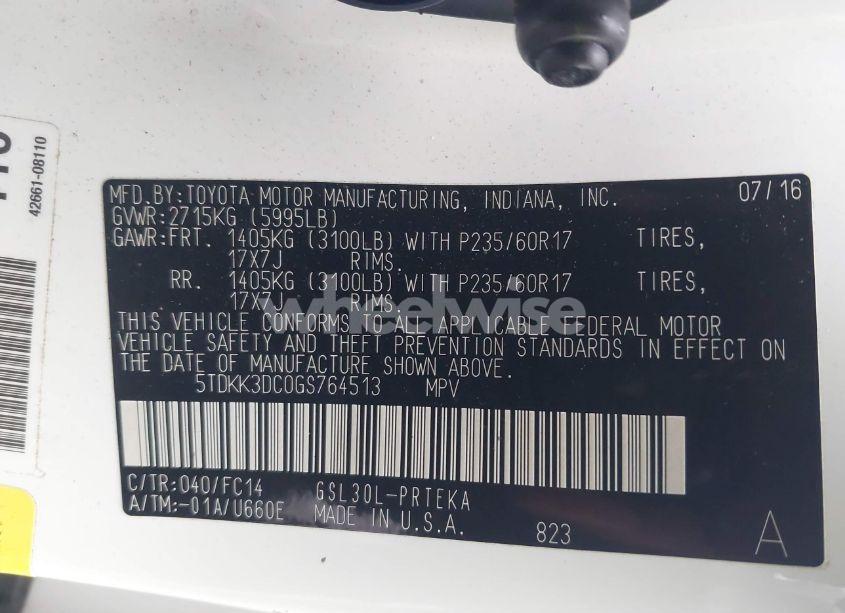 Photo 9 of 2016 Toyota Sienna LE 8 PASSENGER (VIN 5TDKK3DC0GS764513)