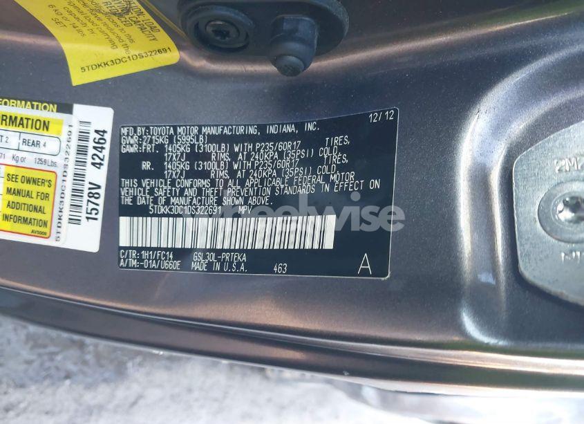 Photo 9 of 2013 Toyota Sienna LE V6 8 PASSENGER (VIN 5TDKK3DC1DS322691)