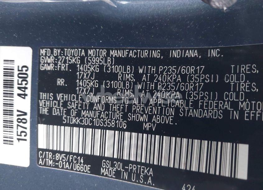 Photo 9 of 2013 Toyota Sienna LE V6 8 PASSENGER (VIN 5TDKK3DC1DS358106)