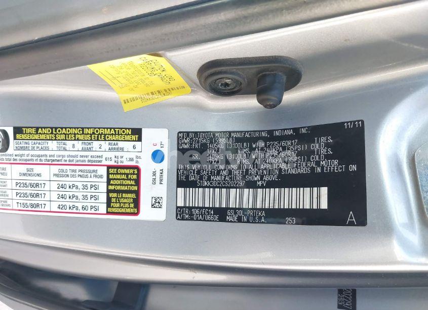 Photo 9 of 2012 Toyota Sienna LE V6 8 PASSENGER (VIN 5TDKK3DC2CS202297)