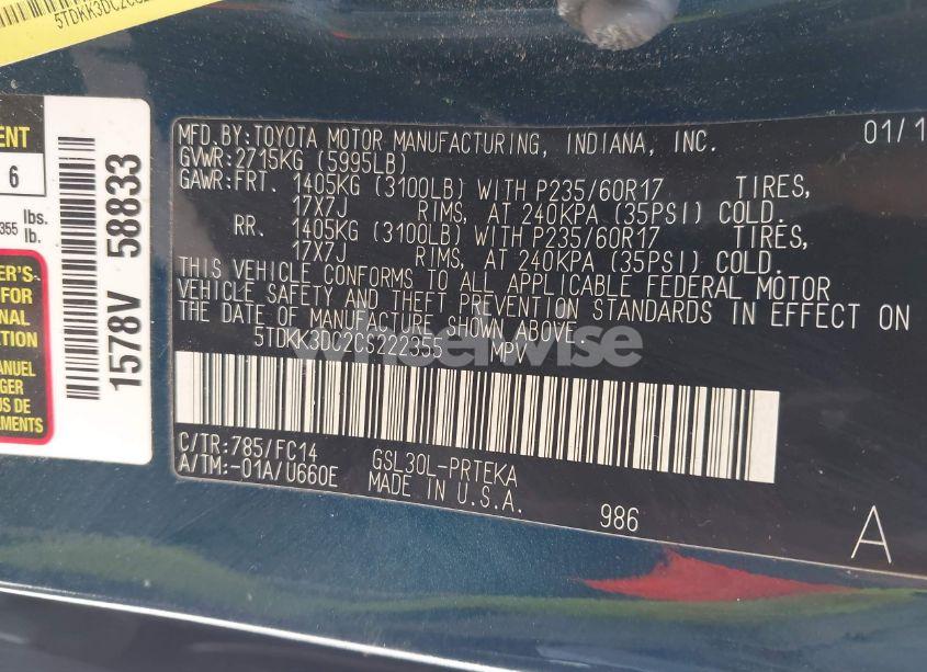 Photo 9 of 2012 Toyota Sienna LE V6 8 PASSENGER (VIN 5TDKK3DC2CS222355)