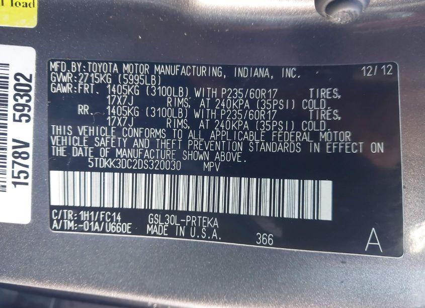 Photo 9 of 2013 Toyota Sienna LE V6 8 PASSENGER (VIN 5TDKK3DC2DS320030)