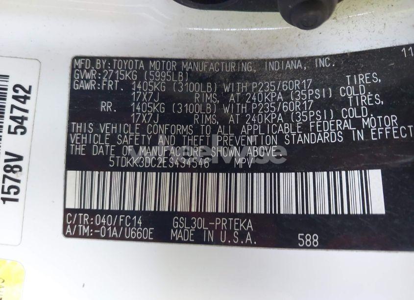 Photo 9 of 2014 Toyota Sienna LE V6 8 PASSENGER (VIN 5TDKK3DC2ES434546)