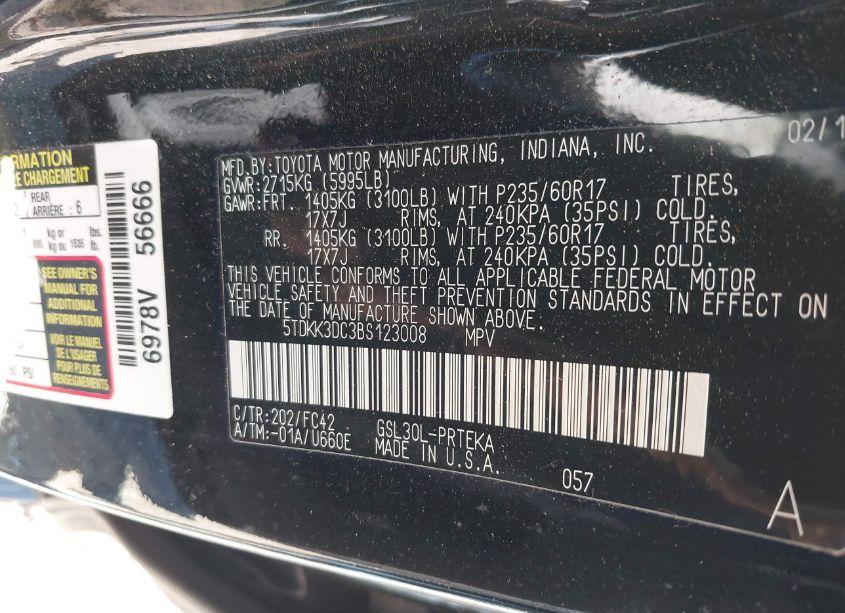 Photo 9 of 2011 Toyota Sienna LE V6 (VIN 5TDKK3DC3BS123008)