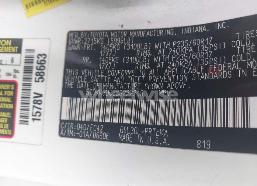 Photo 9 of 2012 Toyota Sienna LE V6 8 PASSENGER (VIN 5TDKK3DC3CS222218)