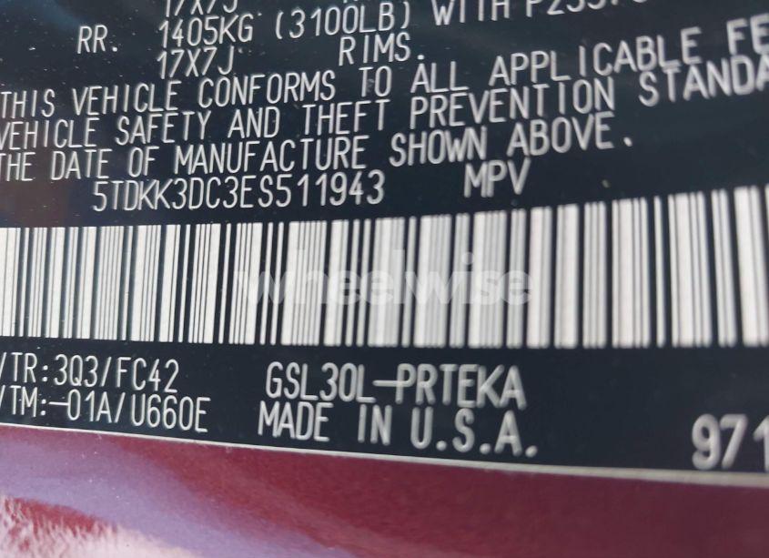 Photo 9 of 2014 Toyota Sienna LE V6 8 PASSENGER (VIN 5TDKK3DC3ES511943)
