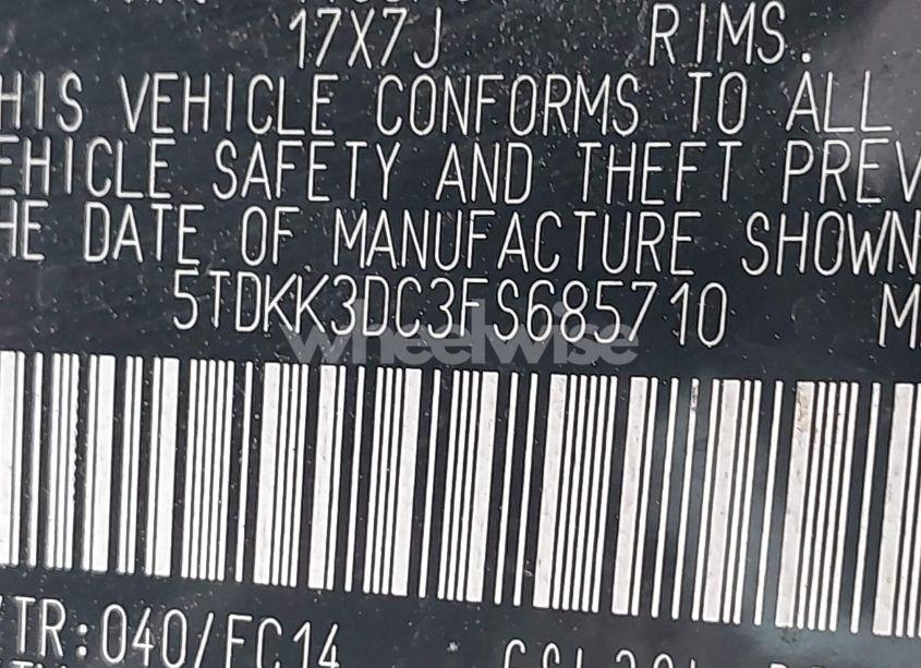 Photo 9 of 2015 Toyota Sienna LE 8 PASSENGER (VIN 5TDKK3DC3FS685710)