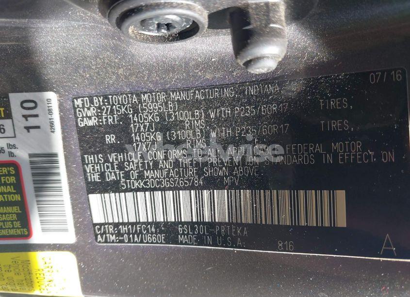 Photo 9 of 2016 Toyota Sienna LE 8 PASSENGER (VIN 5TDKK3DC3GS765784)