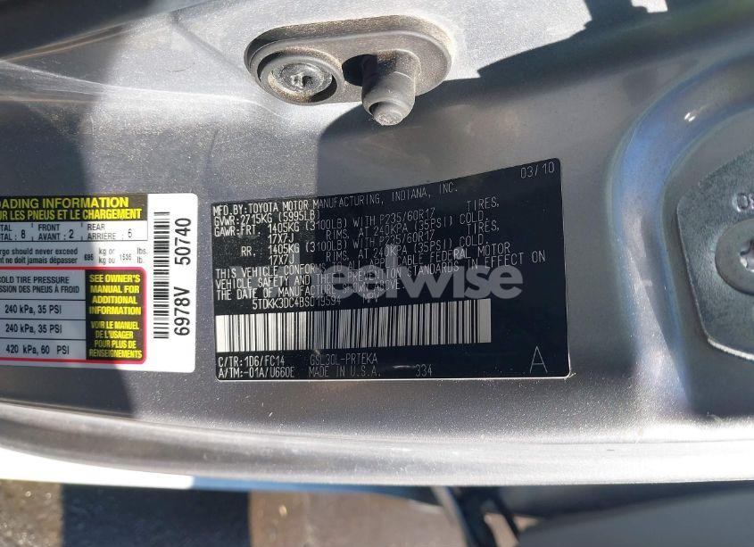 Photo 9 of 2011 Toyota Sienna LE V6 (VIN 5TDKK3DC4BS019594)